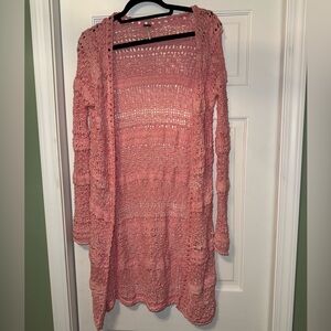 Free People - Crochet Knit Long Sweater - Size Small
